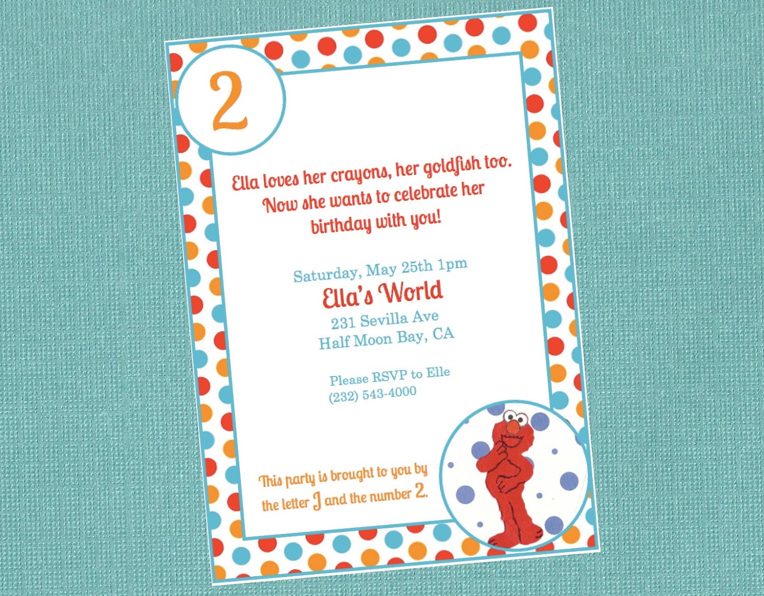 ELMO Party Invitation, You Print, Elmo's World