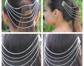 Metal Hair Clip Combs Rhinestones Link Chain Handmade Hair Jewelry