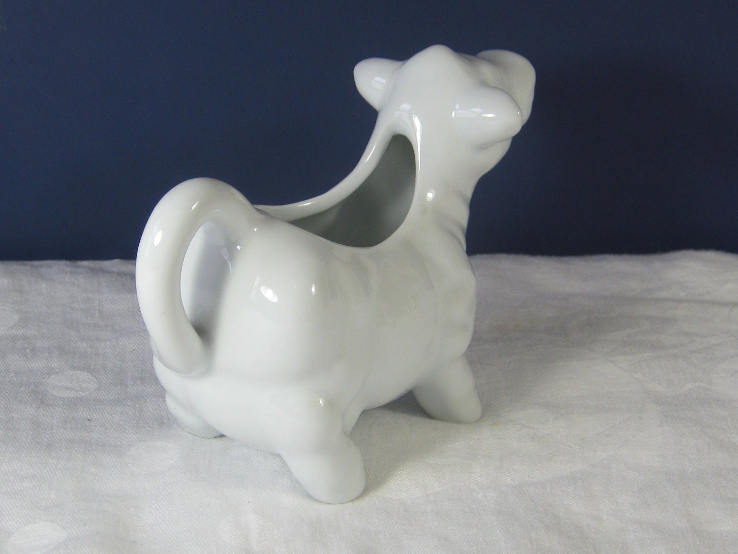 Vintage Cow Creamer White Ironstone Shabby Cottage Kitchen