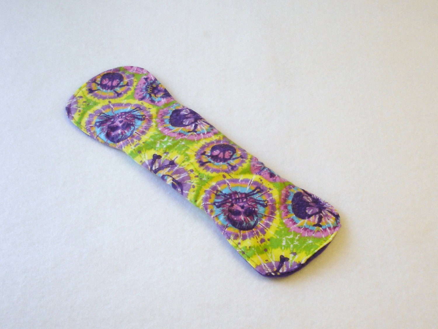 12" cloth menstrual or mama pad - great for plus size women - tie dye skulls - Retro Rags - in stock and ready to ship
