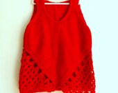 Handmade Hearted Red V Neck  Sweater.