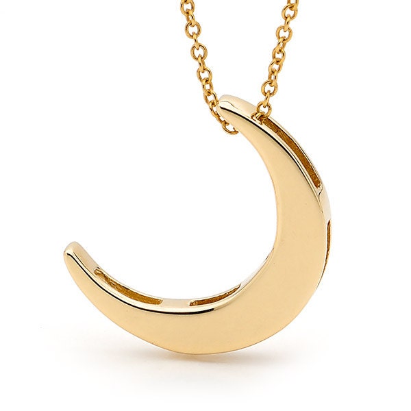 Yellow Gold Crescent Moon Necklace 14k Or 9k Crescent Moon