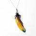 Yellow and blue feather pendant