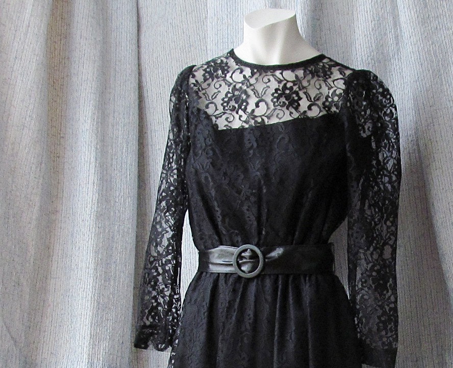 Black Lace Gothic Bride Bridesmaid Prom Mourning Dress Size 12