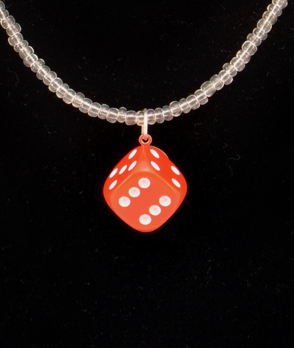 Upcycled Red Die Necklace (Dice)