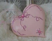 Victorian Heart Ornament, Pink And Glitter