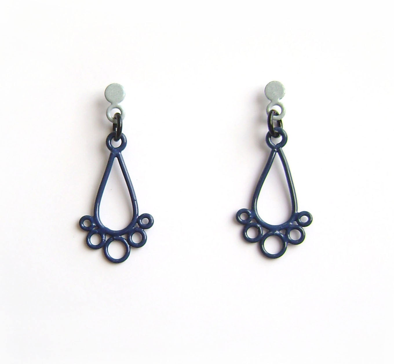 SALE 50% OFF navy and slate grey teardrop earrings, hypoallergenic post