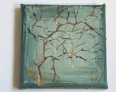 Original art, Miniature painting 4x4, Landscape painting, Impasto oil painting, palette knife