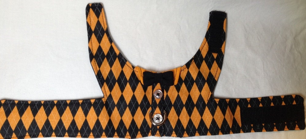 xx-Small Halloween Argyle Dog Vest / Harness