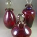 Ruby Red Glass Perfume Bottles with Glass Stoppers Set of 3 Dresser set or bath oils