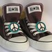Sparkle Peace Sign Aqua and Black Removable Flip Flop Accessories Flexible Clip for Flip Flops, Sandals, Hat Bands