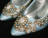 Something Blue Bridal Heels Wedding Shoes - Any Size - Pick your own shoe color and crystal color