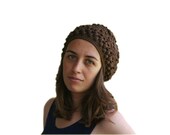 Lacy Crochet Hat - Chocolate Brown Beanie - Rustic Woods - Teens Womens Accessories - Spring Summer Fall Fashion