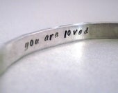 Custom Secret Message Bracelet - Hammered and Personalized with YOUR Favorite Quote or Message - Hand Stamped Aluminum Cuff