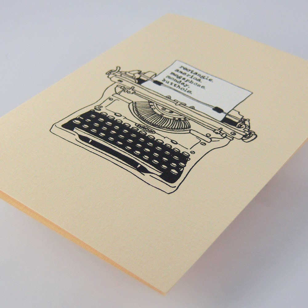 Ron Swanson Typewriter Card Black and White Screenprint, Parks & Recreation