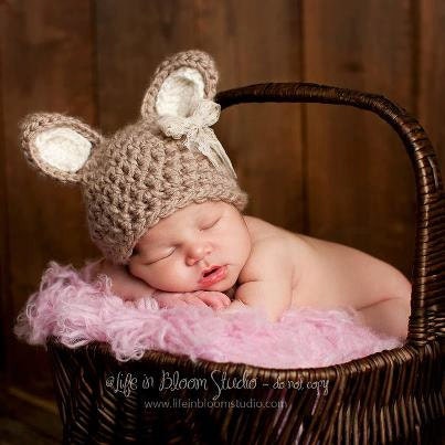 SALE Peas and Quiet Signature Sweet Taupe Vintage Lace Easter Bunny Photography Prop Available in Newborn, 0-3, 3-6 and 6-12 months
