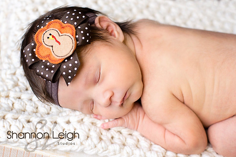 Baby Bow Thanksgiving Hair Bow Turkey Boutique Hair Bow