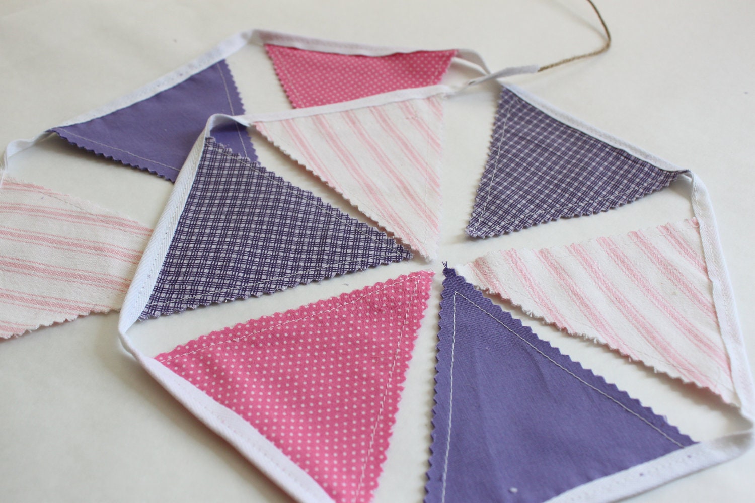 Cottage chic bunting, decoration banner, reservable garland, purple, and pink decor, photo prop