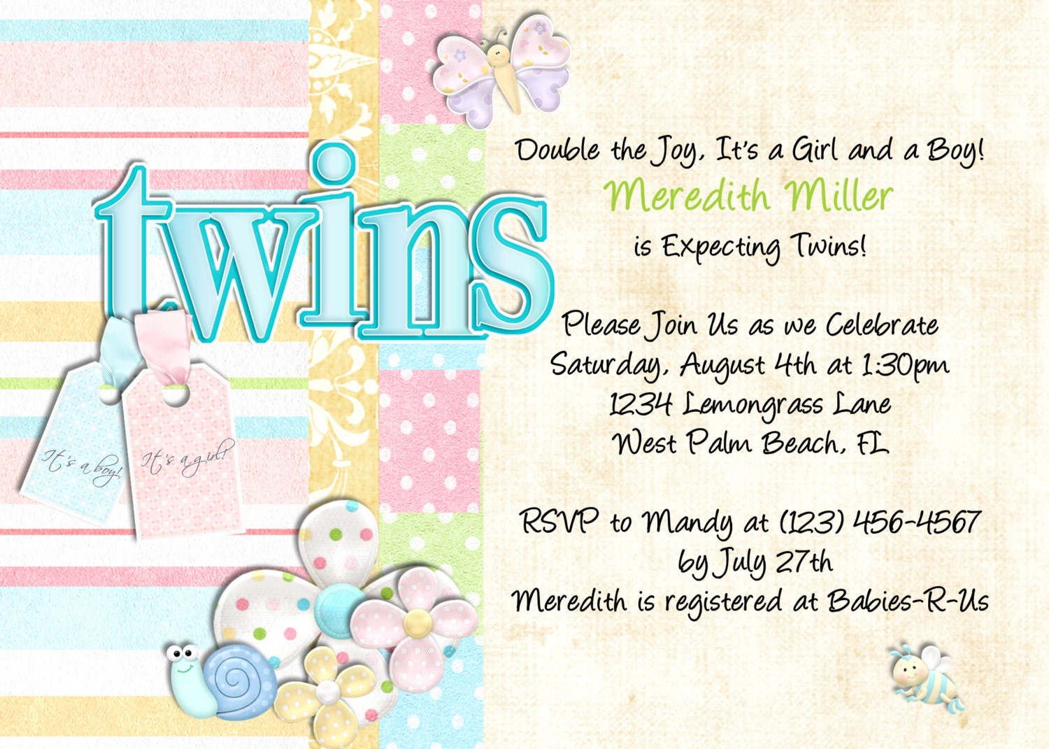 Twins Baby Shower Invitation - Gender Neutral Il_570xn
