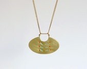Geometric Necklace, Oval Hand-Stamped Pendant, The Altair