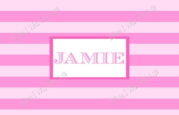 Double Pink Stripe Personalized Placemat Il_570xn