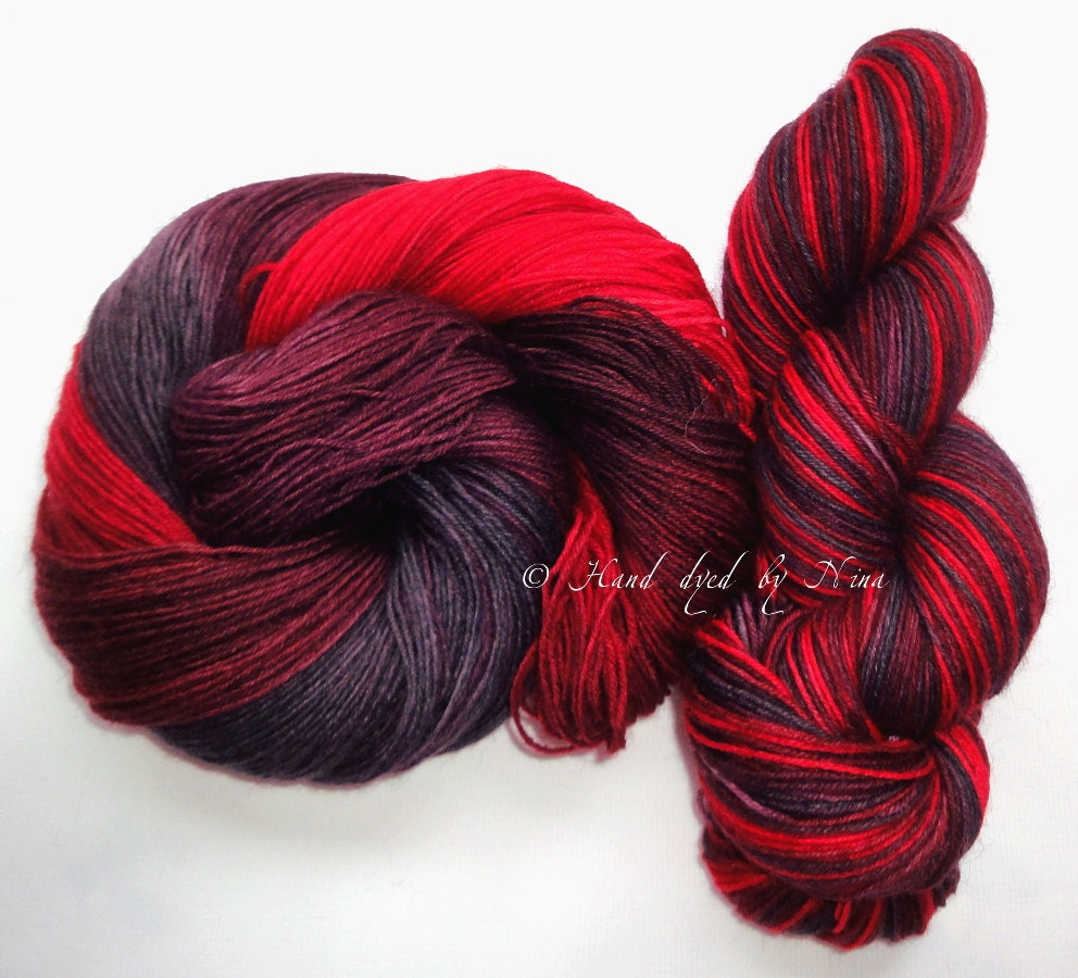 Burgundy Bug - hand dyed, hand painted sock yarn, knitting, crochet