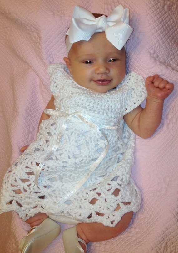Elegant Rebecca Dress Crochet Pattern Sizes 0-3 Months and 3-6 Months