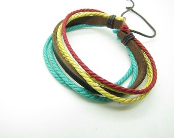 fashion Adjustable leather Cotton Rope Woven Bracelets mens bracelet cool bracelet jewelry bracelet bangle bracelet  cuff bracelet 962S