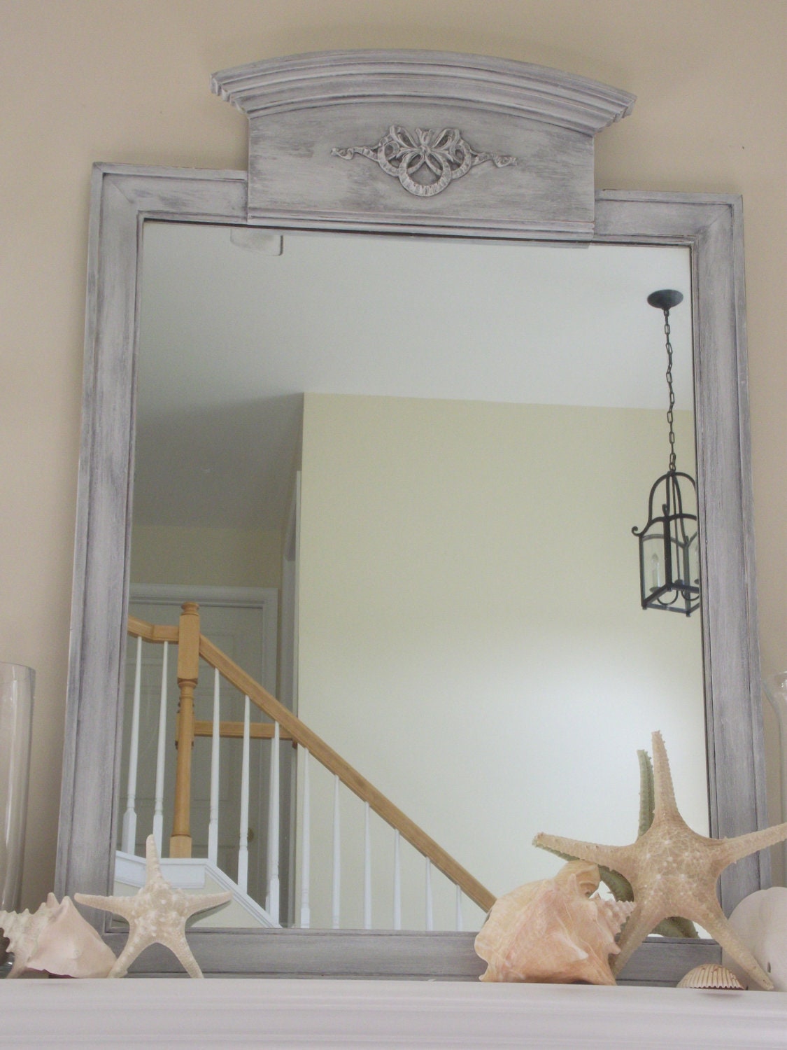 Vintage French Country Provincial Grey Mirror