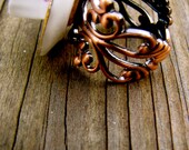Handmade Adjustable Copper Antique Dollhouse Tea Cup Ring