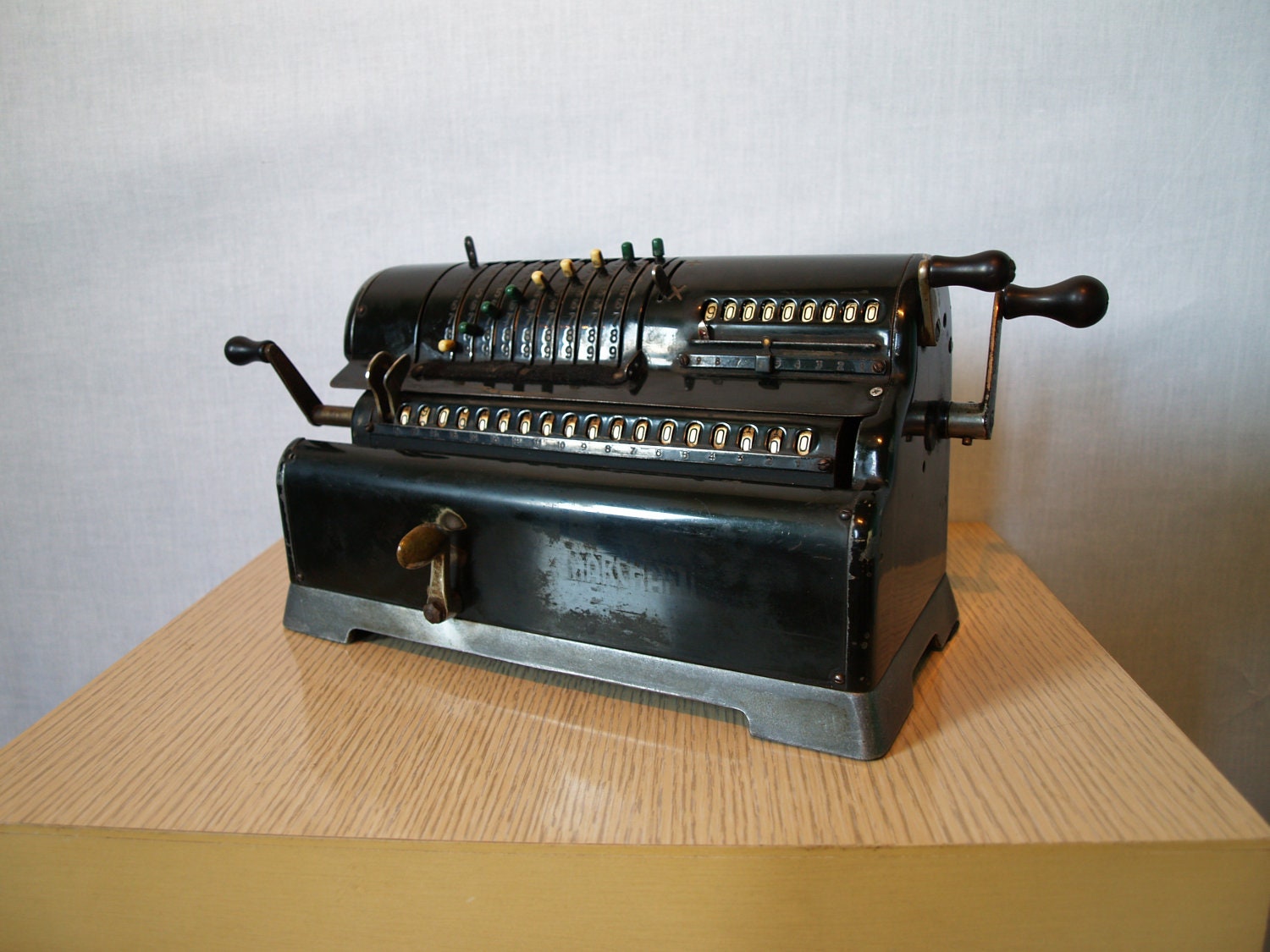 Reserved: ANTIQUE Industrial Machine Early 1900s Vintage Mechanical Calculator made by Marchant in California Industrial Pinwheel Style