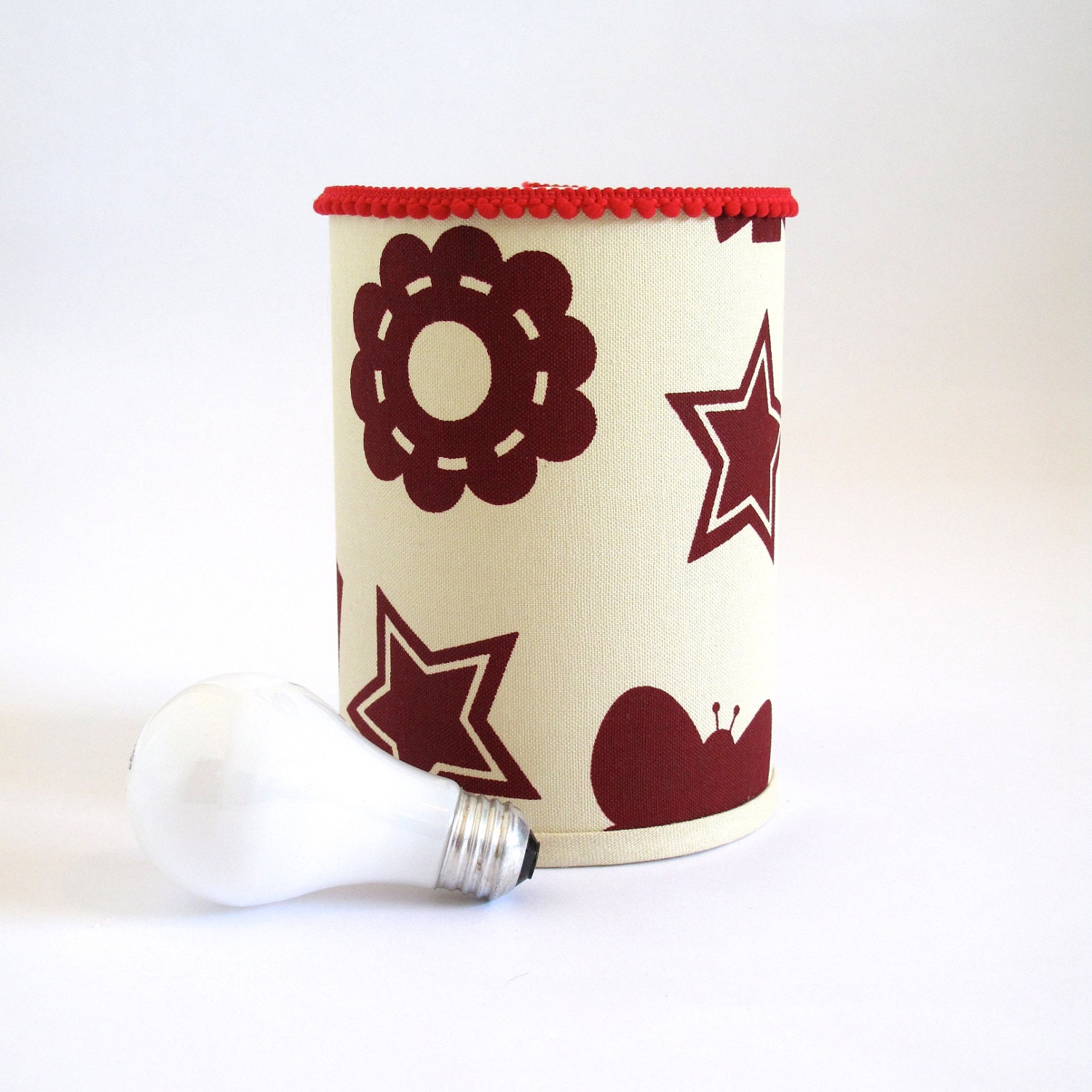 SALE - Red Toy Box Lamp Shade Hand Printed Linen