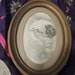 Antique Matted and Framed Old Art Postcard in Metal Oval Frame Pan Playing the Flute Victorian Neoclassical Only 8 USD