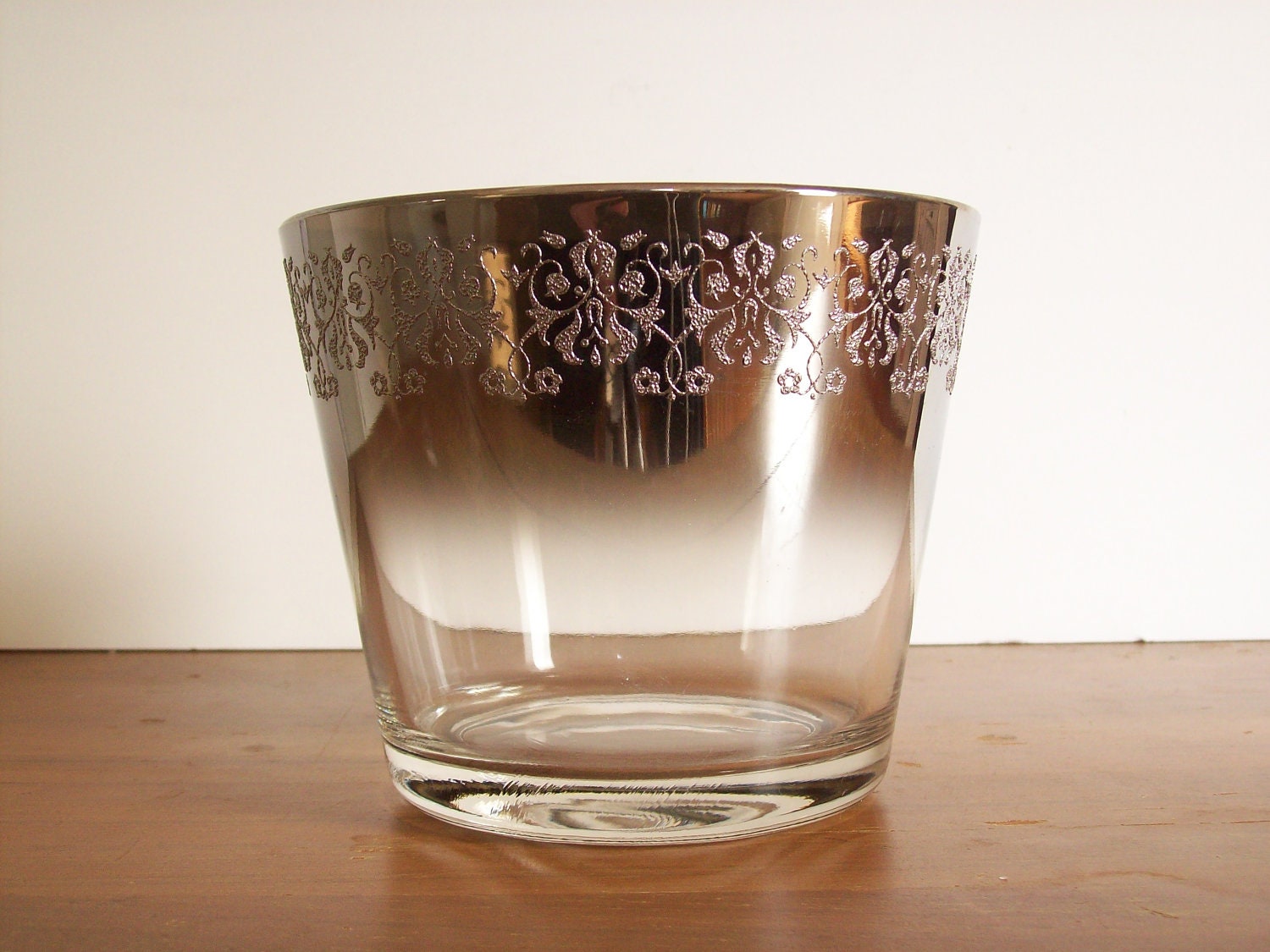 RESERVED FOR KIM. Silver Ombre Ice Bucket, Mad Men Style, Mid Century