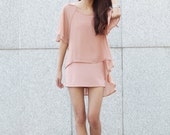 Double Layers Silk Chiffon Sundress in Pink for Summer Women - NC372 - Sophiaclothing