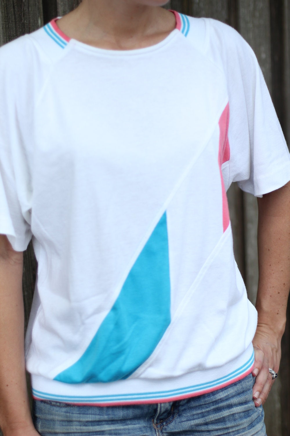 Women's 80's Hipster Pink & Teal Top SALE