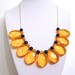 Orange Navy Necklace with Chunky Teardrop Focal Beads