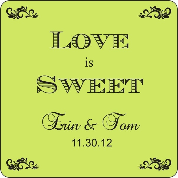 Personalized Wedding Stickers - Wedding Favor Labels - 100 2" Square or 60 2.5" Square Favor Labels Il_570xn