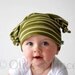 Newborn baby hat olive green gift double knot beanie - Newborn ONLY - Last one available. Material discontinued.