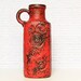 West German Pottery Vase Scheurich Jura 1960s Red Black Fat Lava