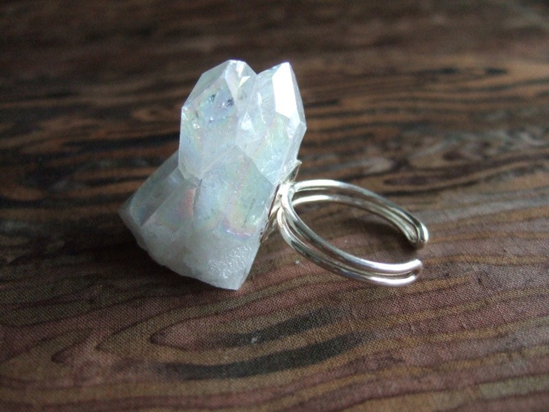 Opal Aura Cluster Ring