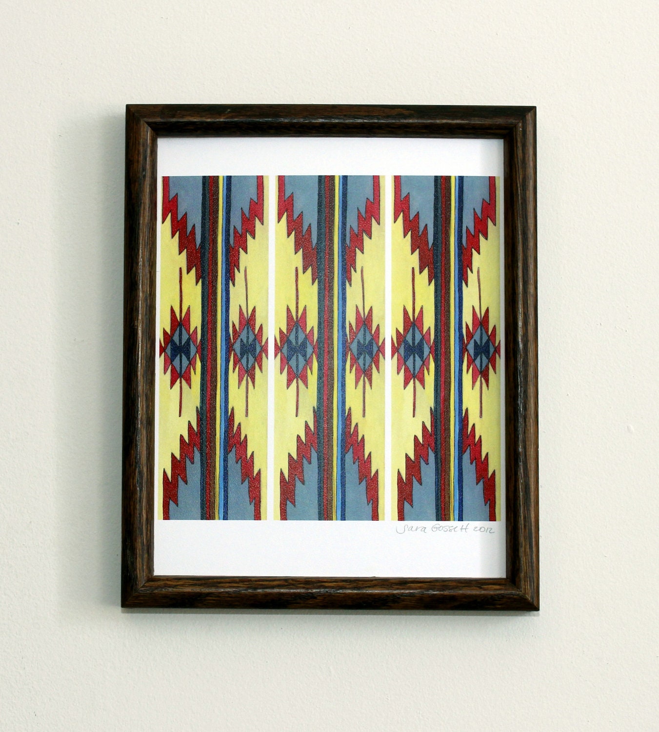 Southwestern Carpets Art Print: 8x10 textile design watercolor illustration