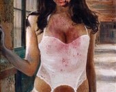 Zombie Pinup 73 original zombie painting 8"x10"