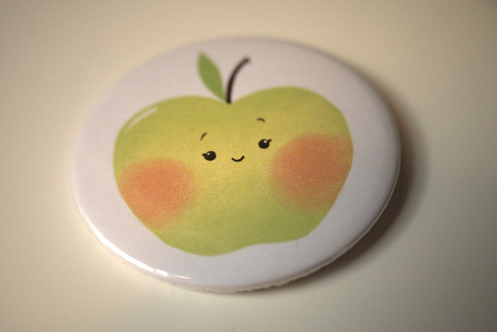 Apple mini mirror // Illustrated mini mirror // Girls pochet mirror // illustration