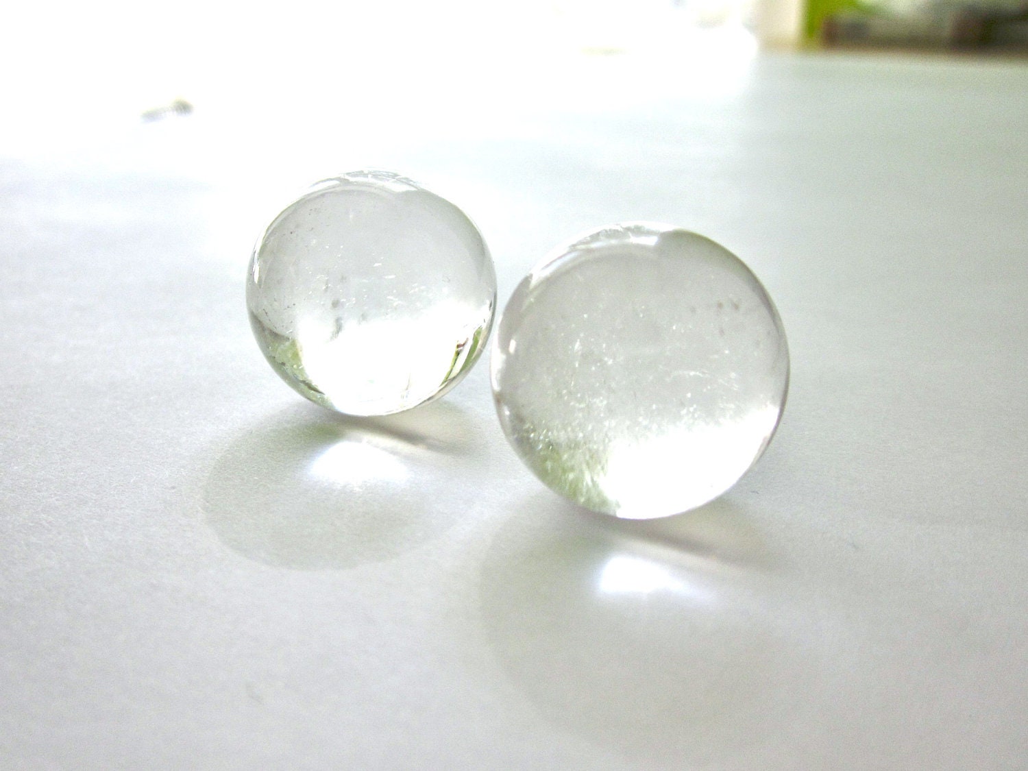 Quartz Crystal Ball Sphere Marble Set of 2 Clear Quartz 21-22mm (Lot no. 766)