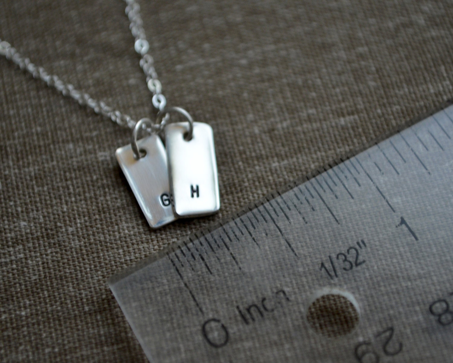 Vertical Stamped Initial Necklace - Customize - Personalize - Sterling Silver