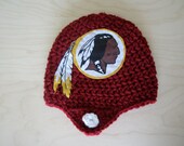Crochet Washington Redskins Helmet Hat Emblem NFL Baby Infant Toddler Girl Boy Photo Prop Made to Order