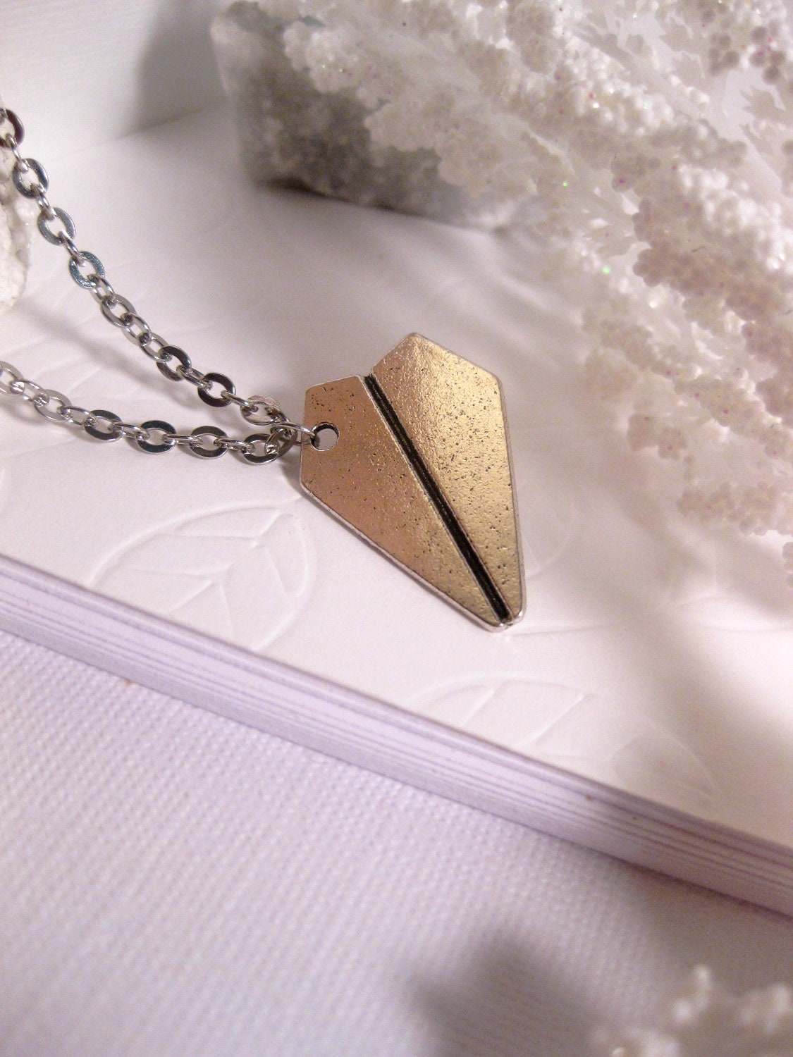 Airplane Necklace Inspired By Harry Styles, One Direction - Paper Airplane - origami