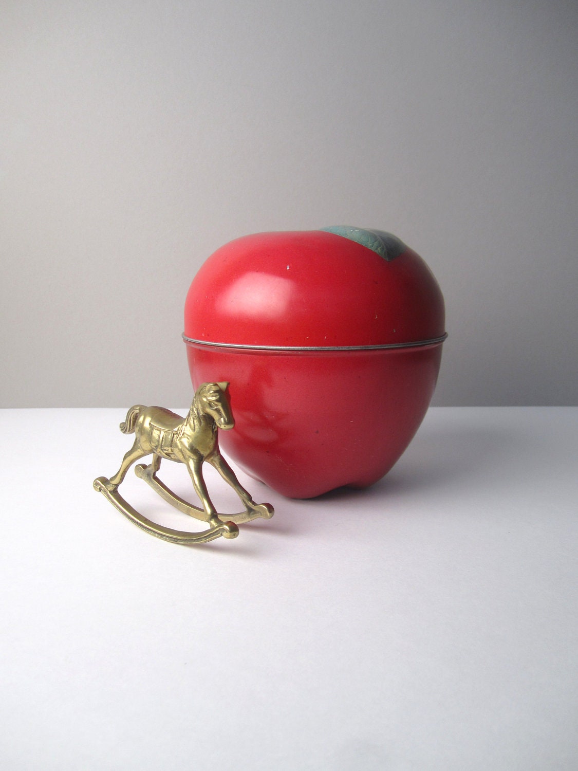 Large Red Tin Apple Container