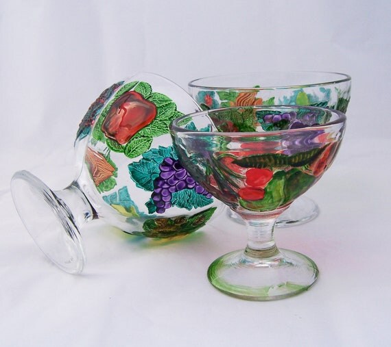 Vintage Glass Ice Cream Cups Sherbet dishes by thesecretcupboard
